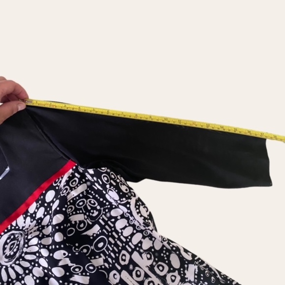 Connected Apparel Black White Dress Geometric Print Sheer 3/4 Sleeves, Size L - Picture 9 of 10